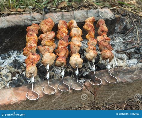 Barbecue Preparing Outdoor on Brazier Stock Photo - Image of equipment ...