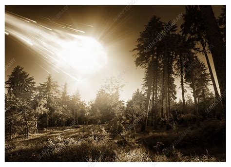 Tunguska event, illustration - Stock Image - C037/7852 - Science Photo Library