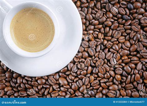 Coffee Cup Beans Background Stock Photo - Image of drink, close: 41222284