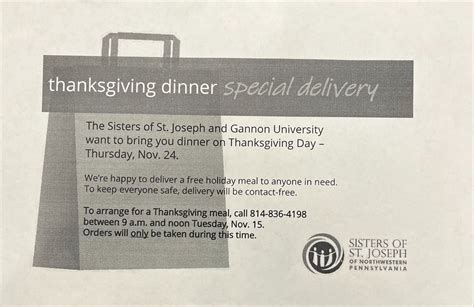 Thanksgiving Dinner Delivery Information...