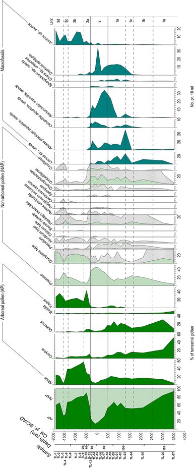 Joint diagram showing the 19 pollen types and 8 macrofossil types most... | Download Scientific ...