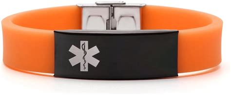 BAIYI Silicone Sports Medical Alert ID Bracelet Orange for Women and ...