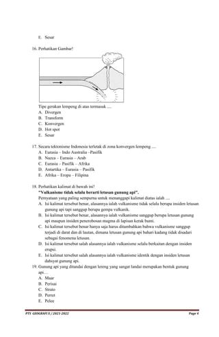 Soal pts 2 x 2022 geografi - tanpa kunci | PDF