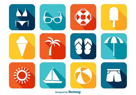 Bright Summer Icon Set - Download Free Vector Art, Stock Graphics & Images