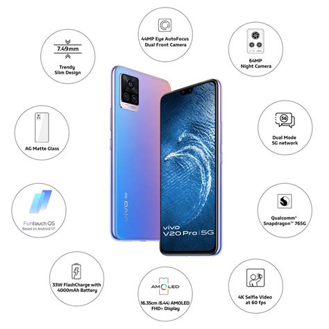 Vivo V20 Pro 5G Sunset Melody, 8GB RAM, 128GB Storage - New Nellai Mobiles