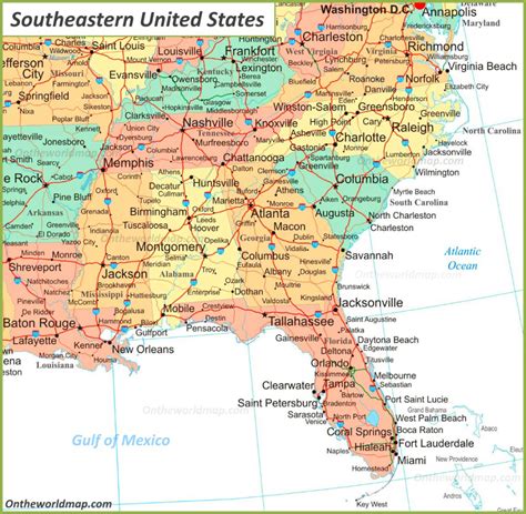 Free Printable Map Of The Southeastern United States - Printable US Maps