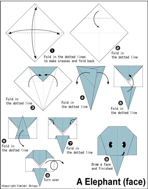 Elephant(face) - Easy Origami instructions For Kids