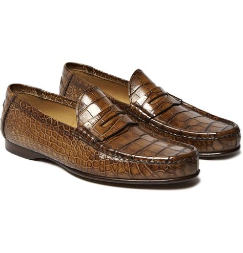 Ralph lauren Alligator Leather Penny Loafers in Brown for Men (alligator) | Lyst