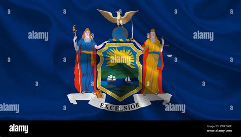 High detailed flag of New York. New York state flag, National New York flag. Flag of state New ...