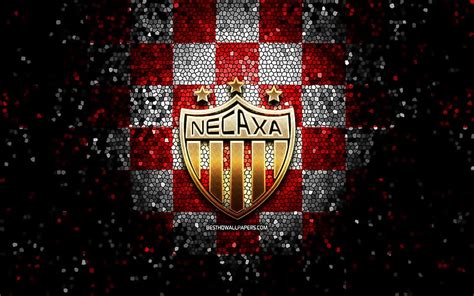 Club Necaxa FC, glitter logo, Liga MX, red white checkered background ...