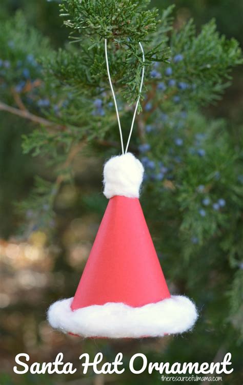 Paper Santa Hat Christmas Ornament - The Resourceful Mama