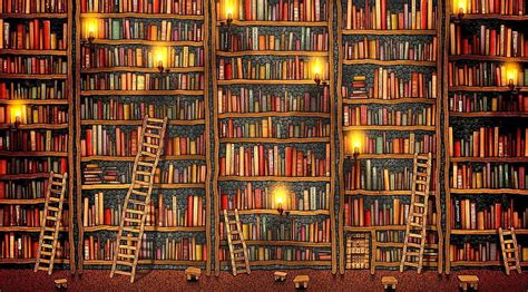 Library Bookshelves Wallpaper