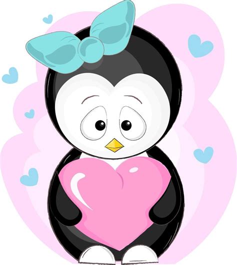 penguin with heart 10097620 Vector Art at Vecteezy