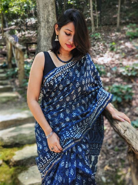 Indigo Saree - THE VAGABOND WAYFARER | Indigo saree, Cotton saree blouse designs, Casual saree