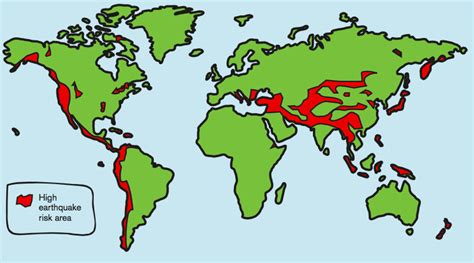 Earthquake Prone Zones In World Outline Map