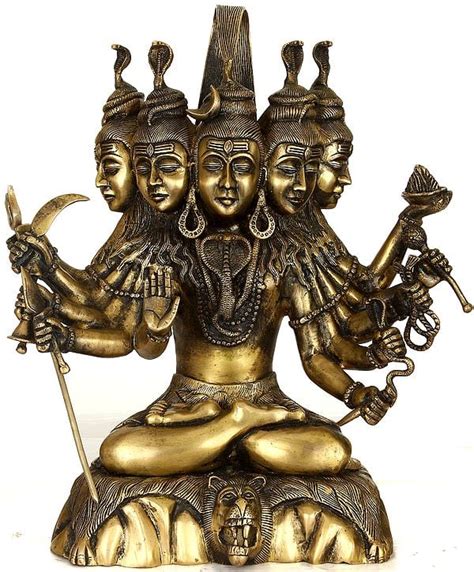 17" Panchamukha Gangadhara Shiva In Brass | Handmade | Made In India | Exotic India Art