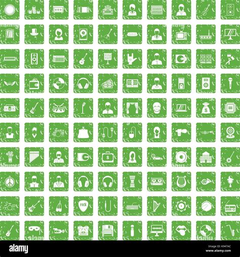 100 music icons set grunge green Stock Vector Image & Art - Alamy