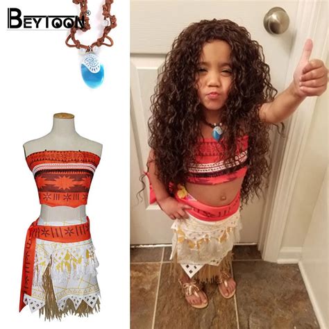 Movie Princess Moana Costume for Kids Moana Princess Dress Cosplay Costume Children Halloween ...