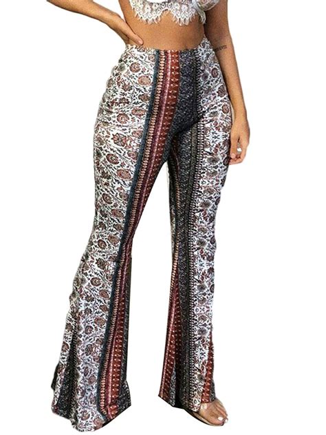 JBEELATE Women Stretch Bell Bottom Trousers Gypsy Wide Leg Loose ...