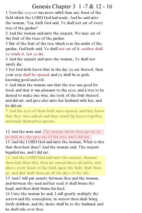 Genesis Chapter 3 1 -7 & 12 - 16 | Genesis chapter 3, Chapter, Scripture