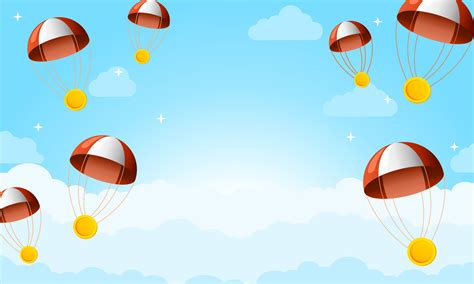 Airdrop cryptocurrency or NFT banner. Airdrop new token event coins with the parachute in the ...