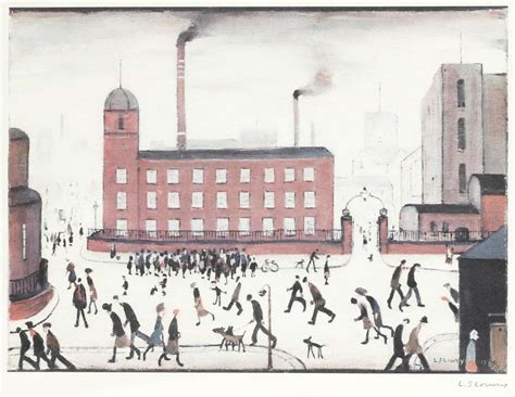 L S Lowry Mill Scene (Signed Print) 1972