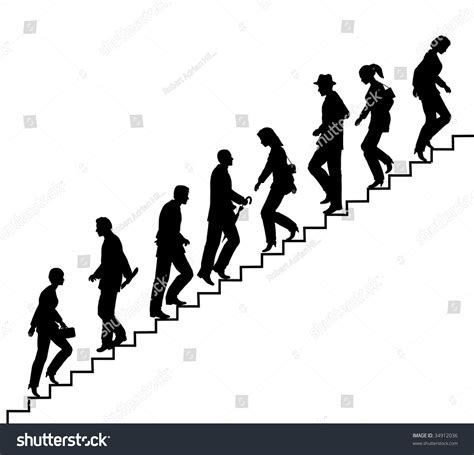 People Walking Up Stairs Clipart