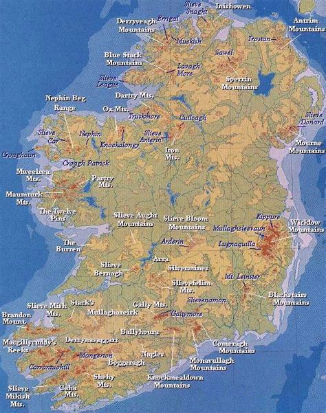 The Mountains of Ireland, Topographical Map