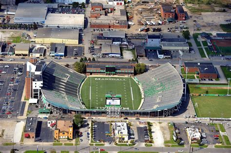 Marshall University Thundering Herd - low aerial looking north at Joan ...