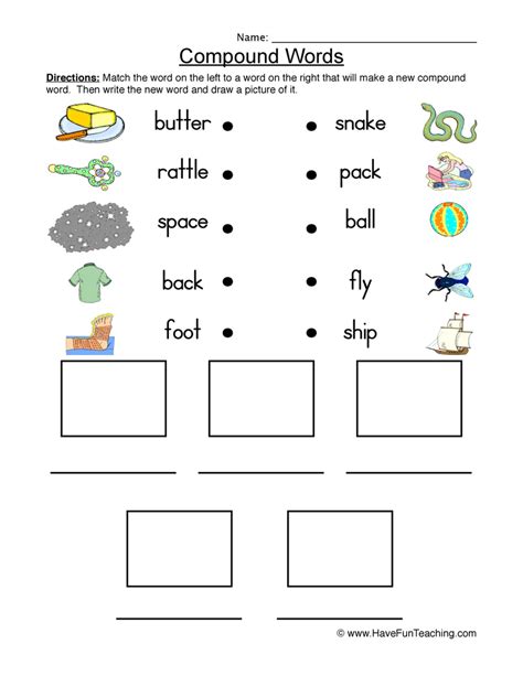 Connect and Draw Compound Words Worksheet by Teach Simple