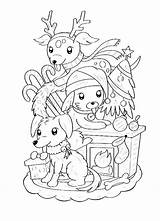 Printable Cute Christmas Animals coloring Page  Download Print Or sketch template