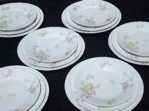 Theodore Haviland vintage pink floral china plates for 6 in three sizes