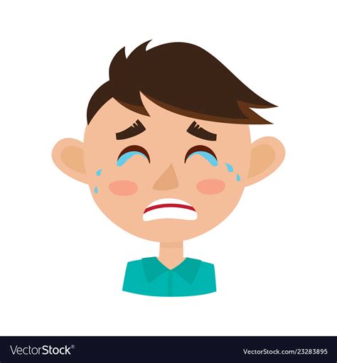 Little boy crying face expression cartoon Vector Image