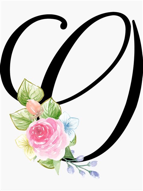 "Floral Monogram Fancy Script Letter O" Sticker for Sale by Grafixmom | Redbubble