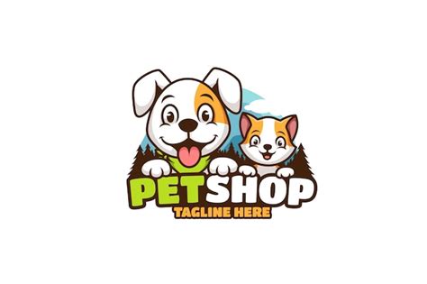 Premium Vector | Dog and cat pet shop cartoon Logo