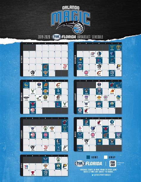 Orlando Magic Printable Schedule