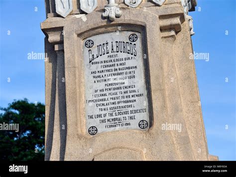 Monument to father J.P. Burgos in Plaza Burgos in Vigan city, Ilocos ...