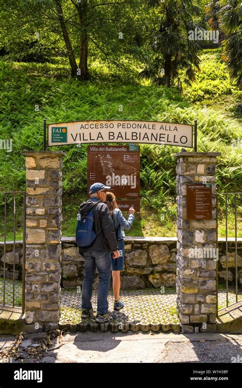 LENNO, LAKE COMO, ITALY - JUNE 2019: People checking the tourist ...