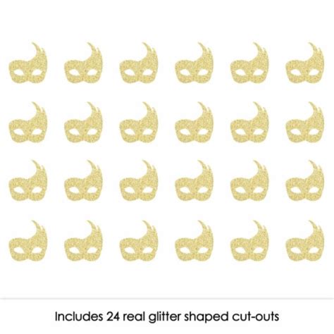 Big Dot of Happiness Gold Glitter Masks No-Mess Glitter Cut-Outs Mardi ...