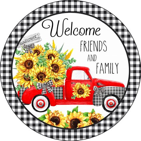 Welcome Friends and Family Sign Everyday Sign Sunflower - Etsy