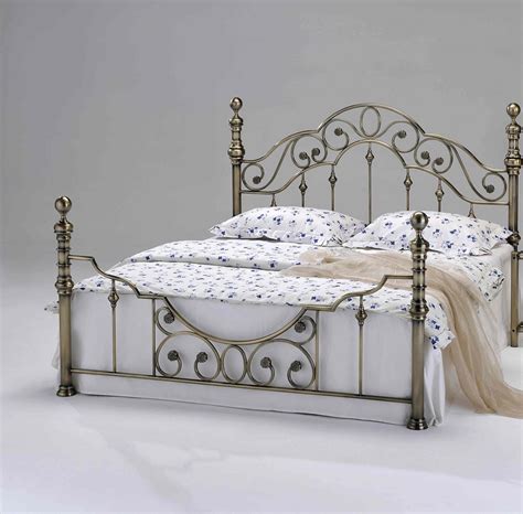 New Luxury Brass Metal Bed Frame Victorian Antiqued Shabby Chic Double ...