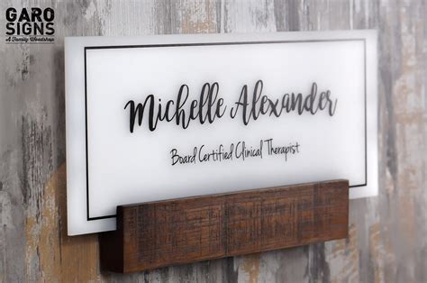 Personalized Wall Door Name plate with Business Logo / Office Signs 5 x 12 inches - Garo Signs