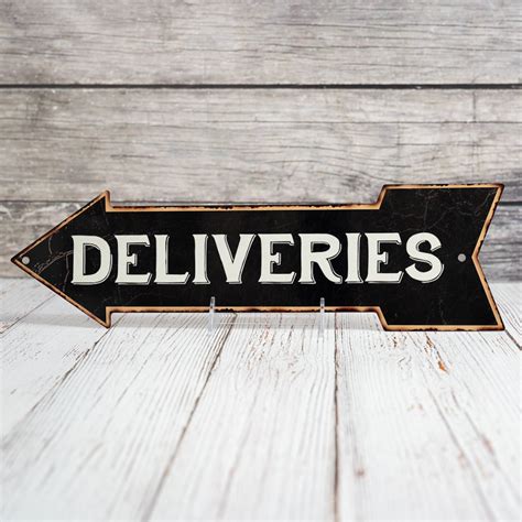 Delivery Sign Left Arrow Vintage Plaque Deliveries Post Mail - Etsy