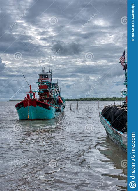 Scene of Fishing Boats Harbor at the Dock before Sailing Out To Sea Stock Photo - Image of pier ...