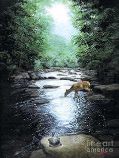 images of deer drinking water - Google Search Deer Painting, Art Painting Oil, Garden Painting ...