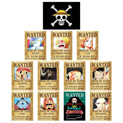 Buy 12 Pcs 16.6 In x 12 In Anime One Piece Wanted Bounty Posters , New ...