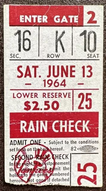 NY YANKEES TICKET Stub 13. Juni 1964 Mickey Mantle 430th Karriere HR ...