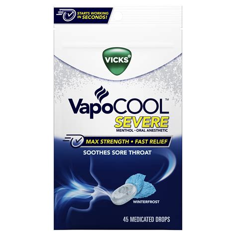 Vicks Vapocool Severe Max Strength Sore Throat Medicated Drops 45 Ct - Walmart.com