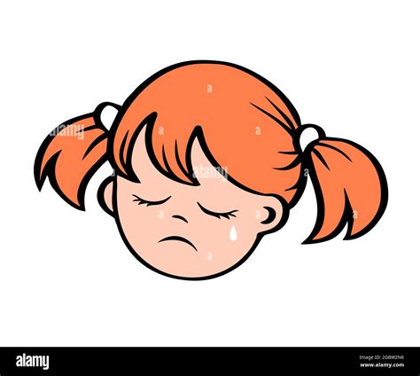 Cartoon Little Girl Sad