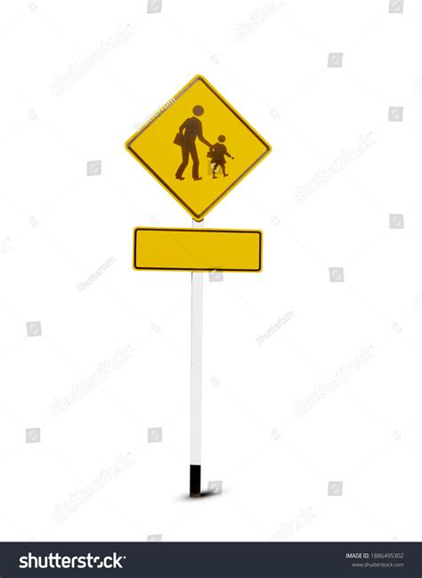 Yellow School Zone Warning Sign Isolated Stock Photo 1886495302 ...